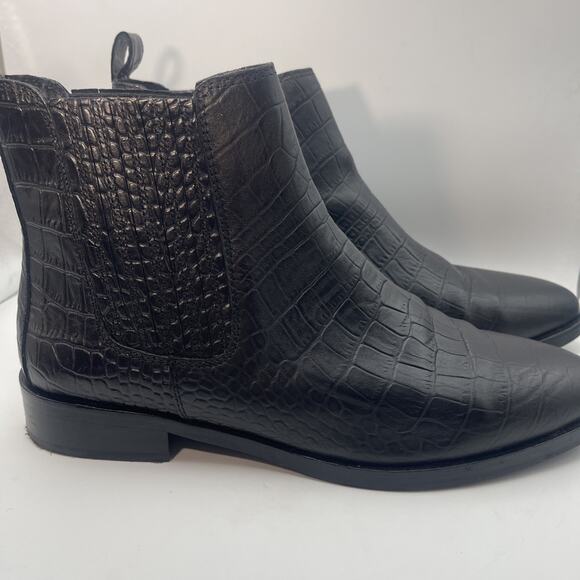 Vince Camuto Haventa Boots Women's 8.5M Black Leather Ankle Animal Print - Picture 1 of 5